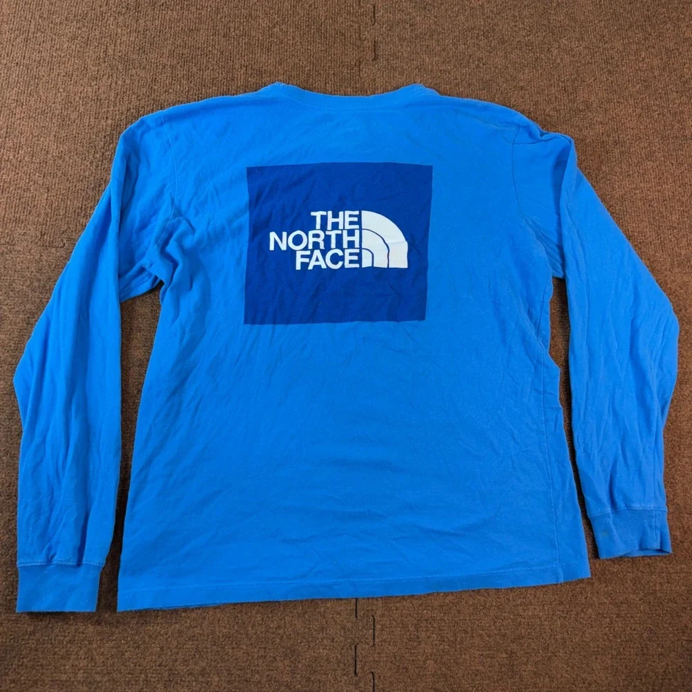 The North Face Mens Blue Box Logo Long Sleeve Graphic T-Shirt Size M